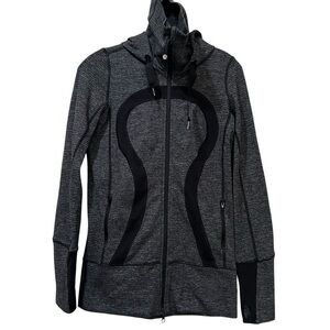 Lululemon 4 Stride Zip Up Jacket Hoodie Black Gray Long Sleeve Active Wear Y4